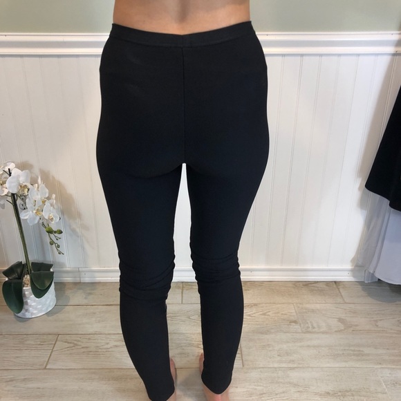 BCBG Black Faux Leather Panel Leggings, EUC - Picture 3 of 7